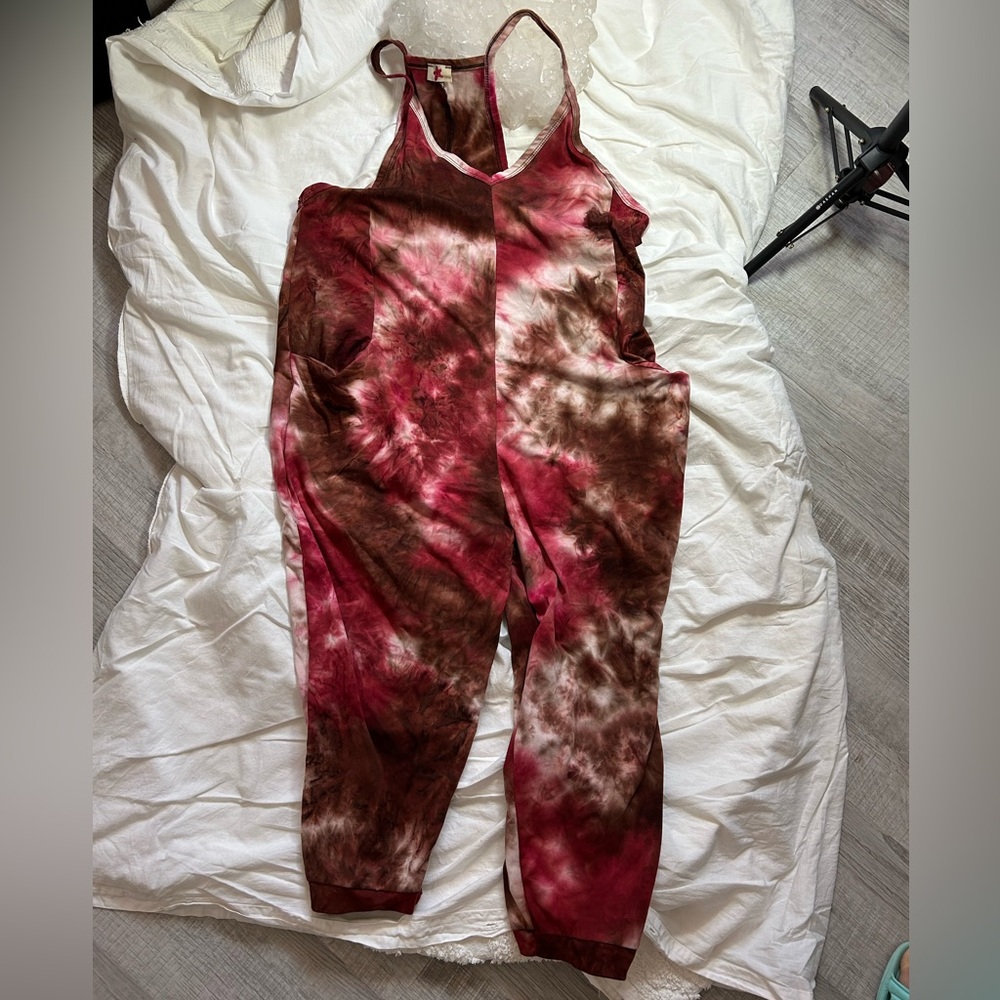 Tie-Dye Jumpsuit in Red and Brown